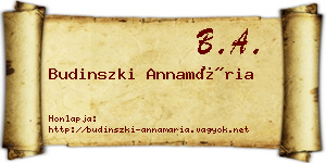 Budinszki Annamária névjegykártya